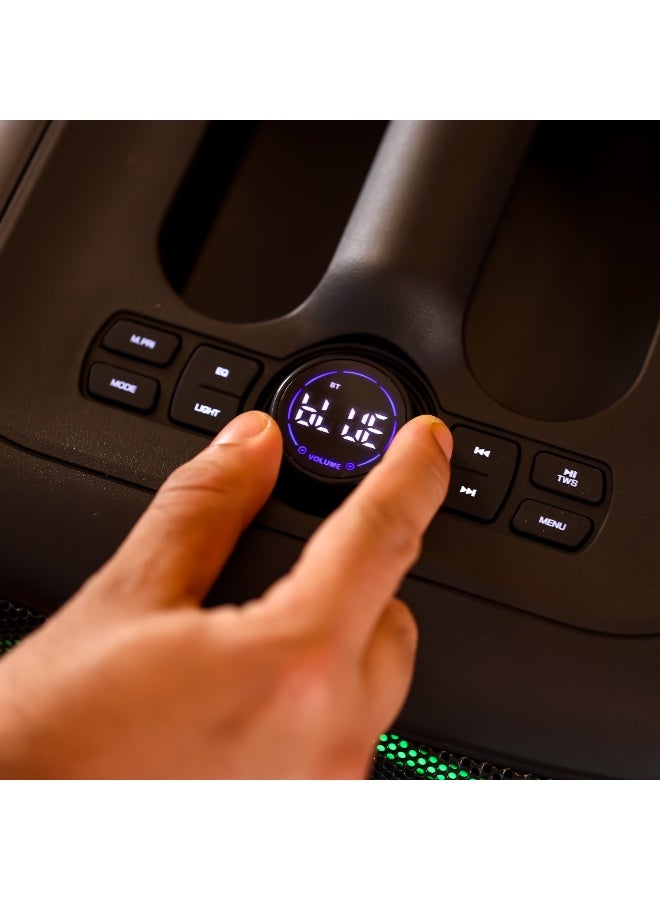 GEEPAS Portable And Rechargeable Party Speaker- GMS11161| Bluetooth, TWS Function and FM Radio| Lightweight and Portable Design, With Color Control LED Light |Multiple Mode Selections and Menu Function| Black, 2 Years Warranty - Image 5